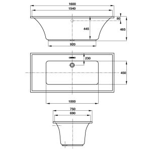 588 62 - Bồn tắm âm Hafele ACTIVE 1600 588.55.683