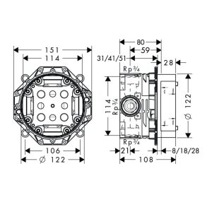 589 121 - Bộ trộn sen tắm âm Hafele AXOR Citerrio E 589.54.809