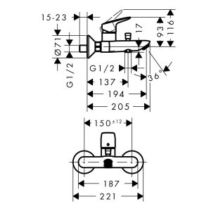589 159 - BỘ TRỘN BỒN TẮM Hafele LOGIS 589.52.403