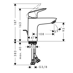 589 162 - Vòi Hafele lavabo Logis 100 589.52.402