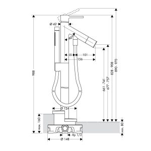 589 166 - Cây sen tắm âm sàn Hafele AXOR Starck 589.51.230