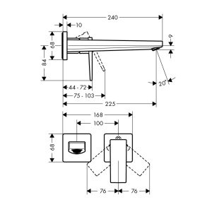 589 179 - Vòi Hafele lavabo treo tường Metropol 225 mm 589.50.520