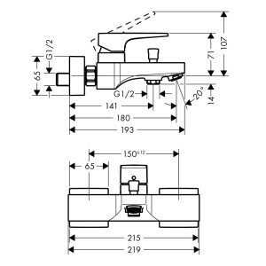 589 182 - Bộ trộn bồn tắm Hafele Metropol 589.50.513