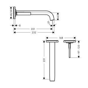 589 194 - Vòi lavabo treo tường Hafele AXOR Citerrio E 221 mm 589.30.630