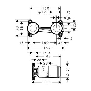 589 195 - Vòi lavabo treo tường Hafele AXOR Citerrio E 221 mm 589.30.630