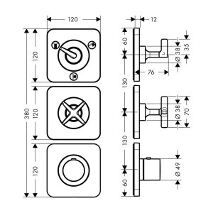 589 198 - Bộ trộn sen tắm âm 3 chức năng Hafele AXOR Citterio E 589.30.531