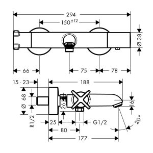 589 202 - Bộ trộn bồn tắm có điều nhiệt Hafele AXOR Citerrio E 589.30.525