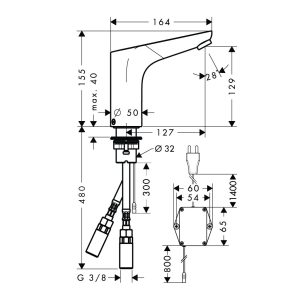 589 218 - Vòi lavabo cảm ứng Hafele Focus 230V 589.29.326