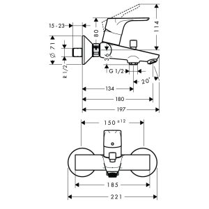 589 221 - BỘ TRỘN BỒN TẮM FOCUS E2 Hafele 589.29.301