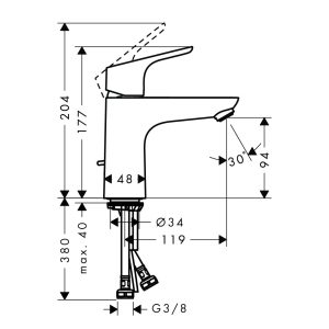 589 226 - Vòi Hafele lavabo Focus 100 589.29.224