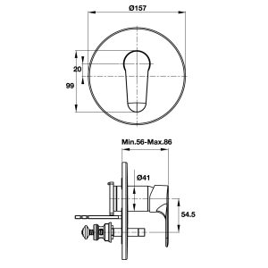 589 251 - Bộ trộn bồn tắm âm Hafele ACTIVE 589.02.737