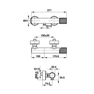 589 302 - Bộ trộn sen tắm lắp nổi Hafele CHARM 589.02.636