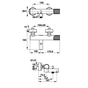 589 305 - Bộ trộn bồn tắm lắp nổi Hafele CHARM 589.02.635