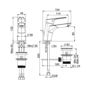 589 344 - Vòi Hafele lavabo New Mysterious 80 589.02.600