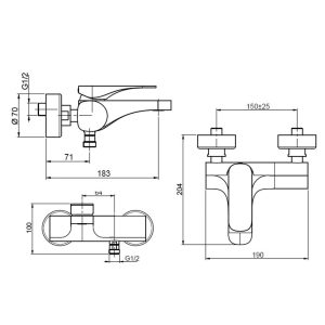 589 349 - BỘ TRỘN BỒN TẮM MÀU ĐEN MỜ Hafele 589.02.456