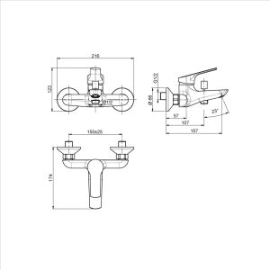 589 366 - Bộ trộn bồn tắm có xả bồn Hafele Emma 589.02.033