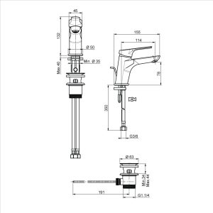 589 369 - Vòi chậu nóng lạnh (loại thấp) Hafele Emma 589.02.030