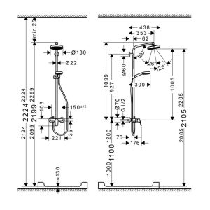 589 65 - Cây sen tắm đứng Hafele Crometta (ZD) 589.54.004