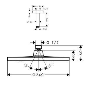 589 68 - Sen đầu gắn trần Hafele Raindance Crometta S 589.52.678
