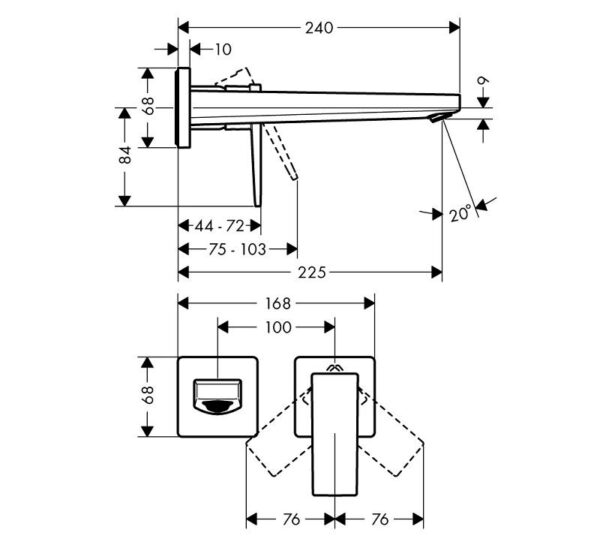 589.50.520 kt - TRỌN BỘ VÒI LAVABO TREO TƯỜNG HANSGROHE METROPOL 225 589.50.520 589.50.520 kt - TRỌN BỘ VÒI LAVABO TREO TƯỜNG HANSGROHE METROPOL 225 589.50.520