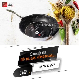 Chảo cao cấp 3 lớp inox 304 five star 26cm