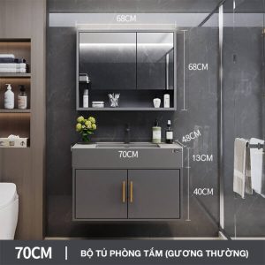 Bộ tủ phòng tắm thông minh Enic T03 - 70cm Gương Thường