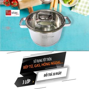 Nồi inox 304 fivestar 16cm nắp kính