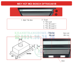 8 - MÁY HÚT MÙI ÂM TỦ BOSCH DFT93CA61B NGANG 90CM