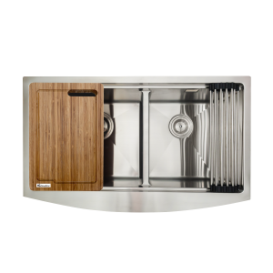 Apron sink KN8450DASiphon, thớt gỗ, roll mat KONOX