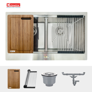 8750da pk 800x800 1 - Apron sink KN8750DASiphon, thớt gỗ, roll mat KONOX
