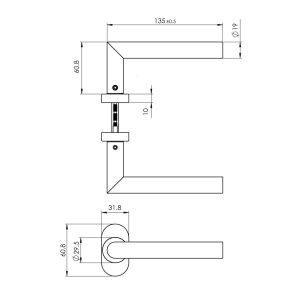 903 35 - Tay nắm gạt cho cửa đố nhỏ Hafele 903.78.652