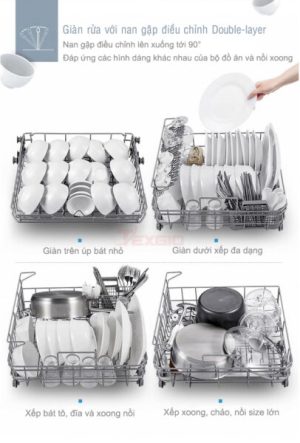 98 68 - Texgio Dishwasher TGWF68GB - 8 Bộ Kết Nối Wifi, Sấy Khí Nóng