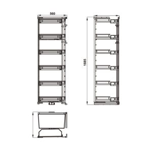 Ban ve thiet ke Tu do kho 6 tang KARA SWING 2 1 - Tủ đồ khô 6 tầng KARA SWING 600mm Hafele 548.65.862