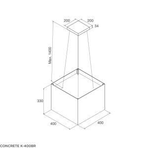CONCRETE K 400BR - Máy hút khói khử mùi treo độc lập MALLOCA CONCRETE K-400BR