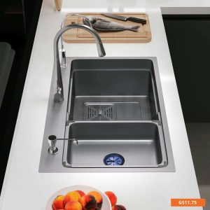 Chau rua chen bat 1 ho to kem 1 ho phu thao roi duoc Garis GS11 75 4 - Chậu rửa chén bát 1 hố to kèm 1 hố phụ tháo rời được Garis GS11.75