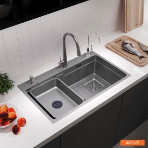 Chậu rửa chén bát 1 hố to kèm 1 hố phụ tháo rời được Garis GS11.75