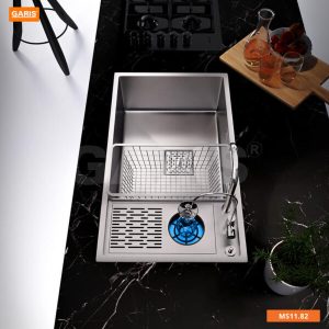 Chau rua inox 1 ho to co may rua coc chen Garis MS11 3 600x600 1 - Chậu rửa 1 hố lớn sâu kèm máy rửa ly Garis MS11.82