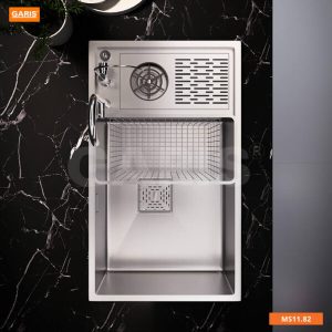 Chậu rửa 1 hố lớn sâu kèm máy rửa ly Garis MS11.82