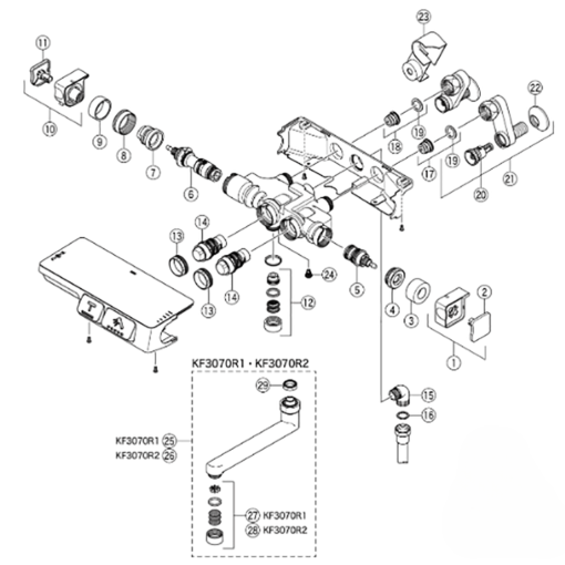 Voi hoa sen KVK KF3070R1 7 - Vòi hoa sen KVK KF3070R1
