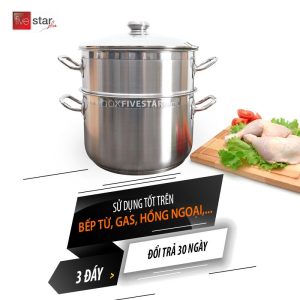 Bộ nồi xửng hấp inox Fivestar 28cm NẮP KÍNH