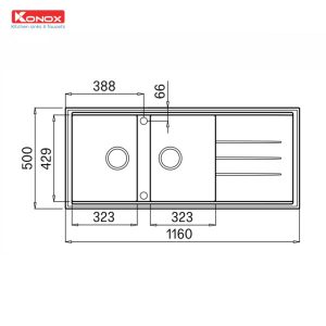 ban ve chau rua bat da Granite Series Phoenix 1160 logo 2 1 - CHẬU RỬA CHÉN KONOX GRANITE SINK PHOENIX 1160 GREY