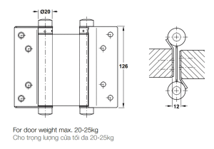 ban ve ky thuat ban le hai chieu hafele 927 2 - Bản lề 2 chiều Hafele tải trọng 20-25kg 927.97.060