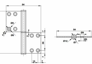 ban ve ky thuat ban le la hafele 926 5 - Bản lề lá Hafele cho cửa đố nhỏ 926.60.900