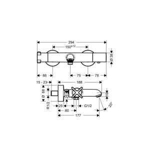 ban ve ky thuat bo tron noi 589.30.525 - Bộ trộn nổi điều nhiệt 2 đường nước AXOR Citerrio E 589.30.525