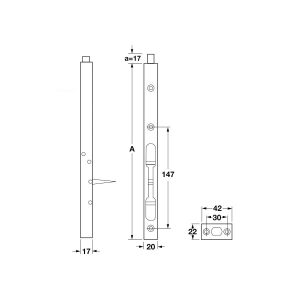 ban ve ky thuat chot am hafele mau den - Chốt âm Hafele 600mm màu đen 911.81.347