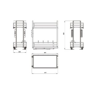 ban ve thiet ke ro keo de chai lo omero 300 - Rổ kéo để chai lọ OMERO 300 Hafele 400mm 549.20.825
