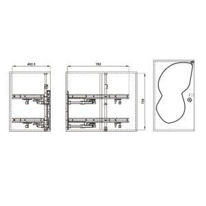 ban ve thiet ke ro keo goc OLLA MOVE - Rổ kéo góc OLLA MOVE 900mm mở trái Hafele 541.01.814
