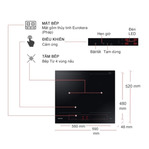 bep tu 4 vung nau samsung nz64b5066fk sv 1 - Bếp từ 4 vùng nấu Samsung NZ64B5066FK/SV
