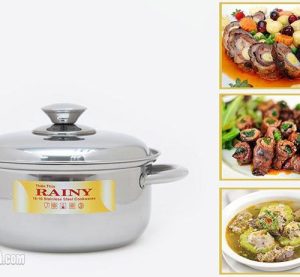 bo 3 noi inox 3 day rainy rn 06k 3 - Bộ 3 nồi inox 3 đáy Rainy RN-06H