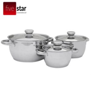 Bộ 3 nồi inox 3 đáy thân cool Fivestar FS06C-1